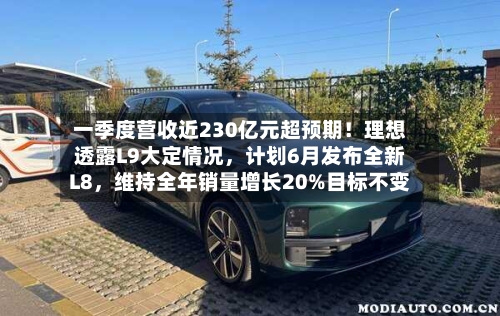 一季度营收近230亿元超预期！理想透露L9大定情况	，计划6月发布全新L8，维持全年销量增长20%目标不变-第3张图片