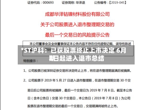*ST沪科：已获股票终止上市决定 6月8日起进入退市总结期-第3张图片