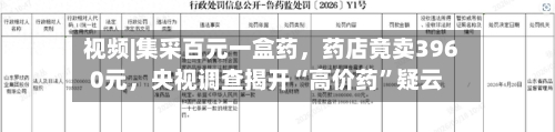 视频|集采百元一盒药，药店竟卖3960元，央视调查揭开“高价药”疑云-第2张图片