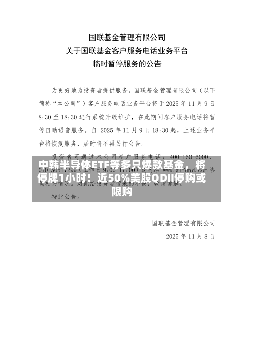 中韩半导体ETF等多只爆款基金，将停牌1小时！近50%美股QDII停购或限购-第2张图片