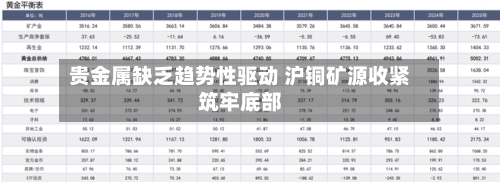 贵金属缺乏趋势性驱动 沪铜矿源收紧筑牢底部
