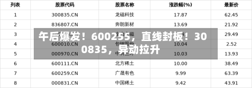 午后爆发！600255，直线封板！300835，异动拉升-第2张图片