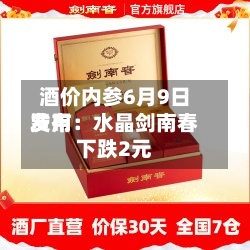 酒价内参6月9日费用发布：水晶剑南春下跌2元-第2张图片