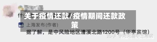 关于疫情还款/疫情期间还款政策-第3张图片