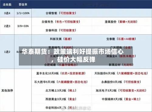 华泰期货：政策端利好提振市场信心	，硅价大幅反弹-第2张图片