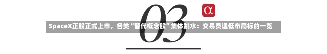 SpaceX正股正式上市，各类“替代概念股”集体跳水：交易员逢低布局标的一览