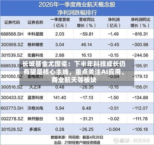 长城基金尤国梁：下半年科技成长仍有望是核心主线	，重点关注AI应用	、商业航天等板块-第2张图片