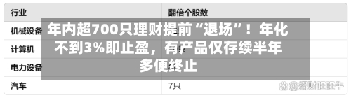 年内超700只理财提前“退场”！年化不到3%即止盈，有产品仅存续半年多便终止-第2张图片