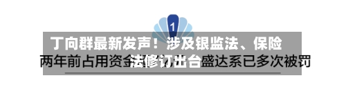 丁向群最新发声！涉及银监法、保险法修订出台