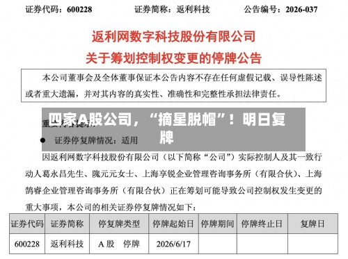 四家A股公司	，“摘星脱帽	”！明日复牌-第3张图片