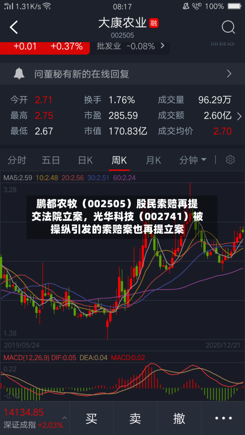 鹏都农牧（002505）股民索赔再提交法院立案	，光华科技（002741）被操纵引发的索赔案也再提立案-第2张图片