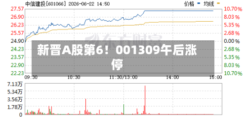新晋A股第6！001309午后涨停