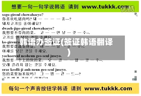 韩语办签证(签证韩语翻译)